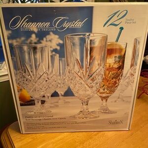Godinger Shannon Crystal Beverage Glasses Set of 12 - Clear- Brand New